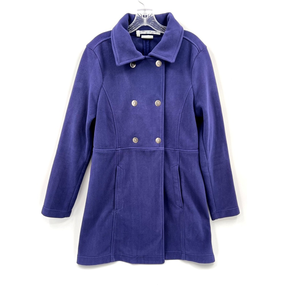 ATHLETA Women's XL Periwinkle Purple Switchback Double-Breasted Fleece Peacoat